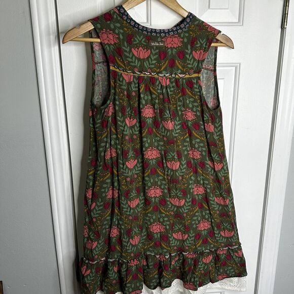 Matilda Jane Breaking Ground Green Floral Print Lace Trim Shift Dress Sz XS - Picture 7 of 9